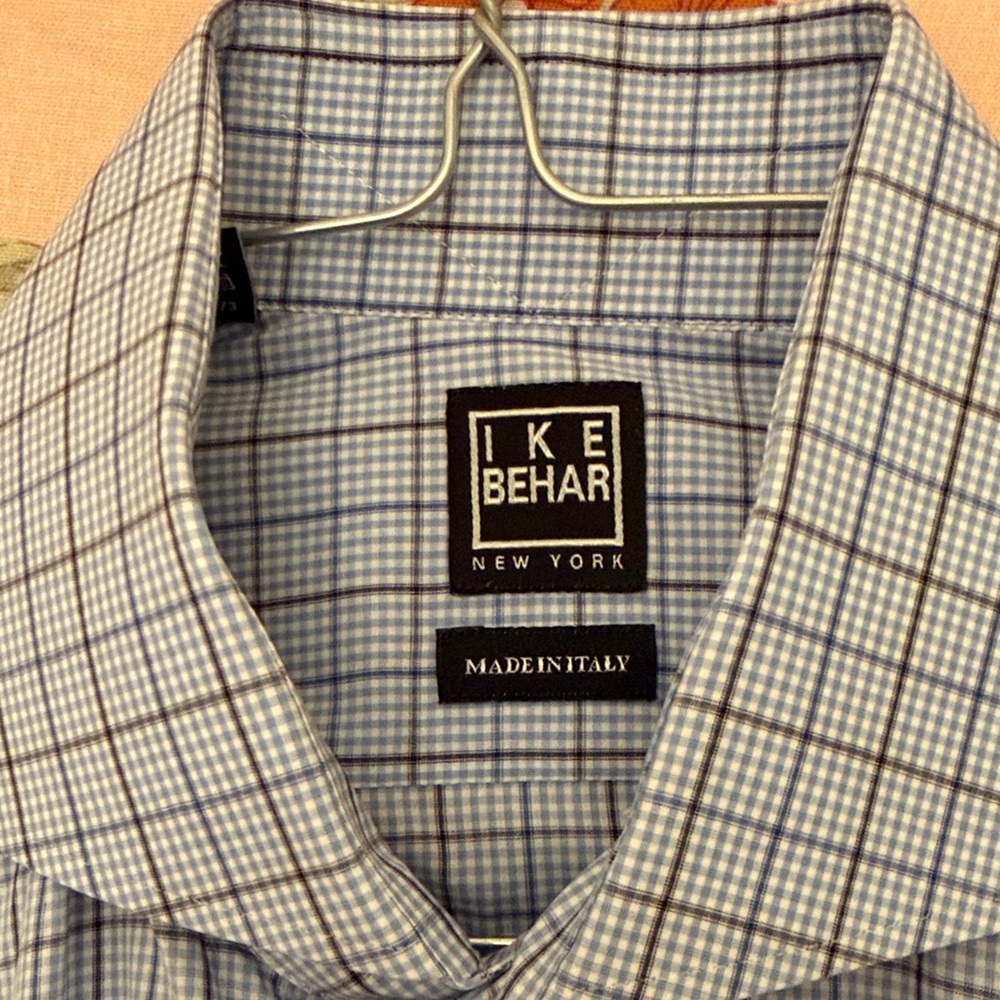 Ike Behar Light Blue Plaid Dress Shirt